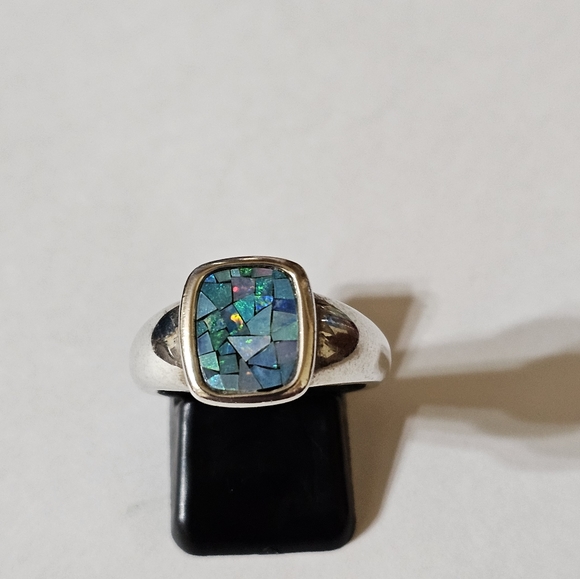 MICHELLE ALBALA Sterling Silver Vintage Real Opal Gem Inlay Ring Size 6.… - Picture 5 of 6